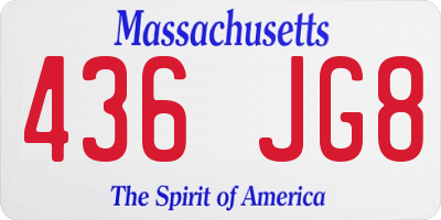 MA license plate 436JG8
