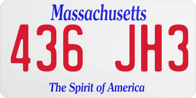 MA license plate 436JH3