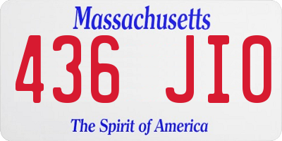 MA license plate 436JI0