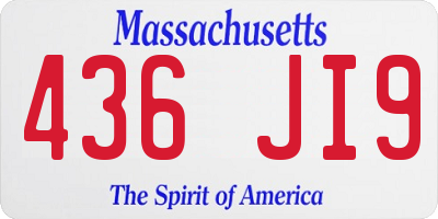 MA license plate 436JI9