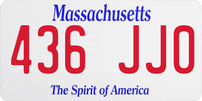 MA license plate 436JJ0
