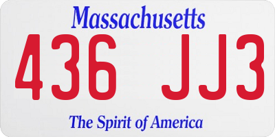 MA license plate 436JJ3