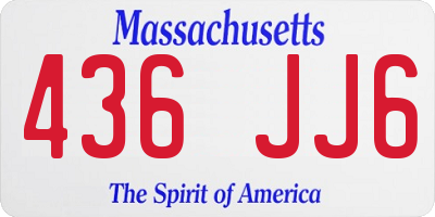 MA license plate 436JJ6