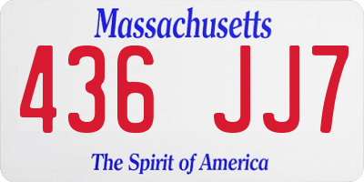 MA license plate 436JJ7