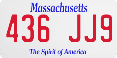 MA license plate 436JJ9