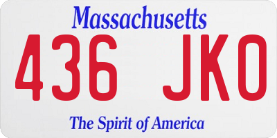 MA license plate 436JK0