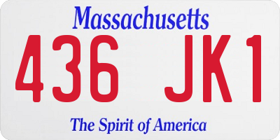 MA license plate 436JK1