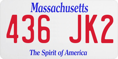 MA license plate 436JK2