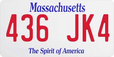 MA license plate 436JK4