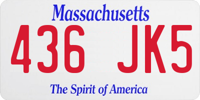 MA license plate 436JK5