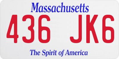 MA license plate 436JK6