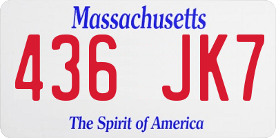 MA license plate 436JK7