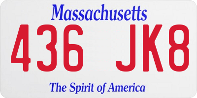 MA license plate 436JK8