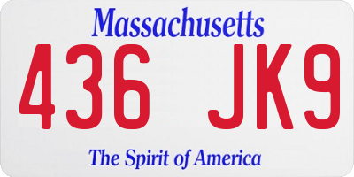 MA license plate 436JK9