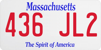 MA license plate 436JL2