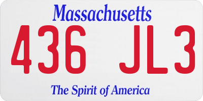 MA license plate 436JL3