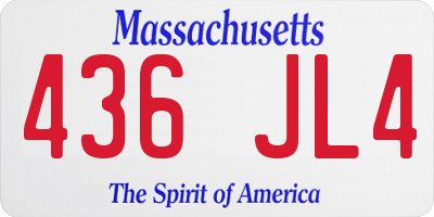 MA license plate 436JL4