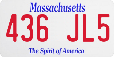 MA license plate 436JL5