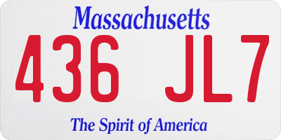 MA license plate 436JL7