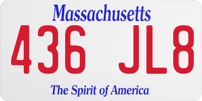MA license plate 436JL8