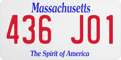 MA license plate 436JO1