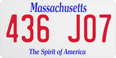 MA license plate 436JO7