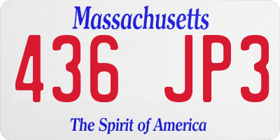 MA license plate 436JP3