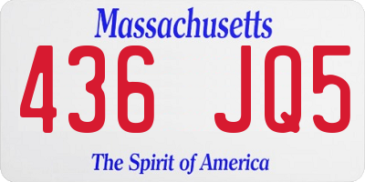 MA license plate 436JQ5
