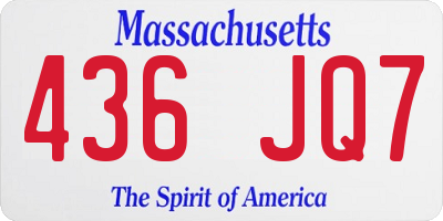 MA license plate 436JQ7