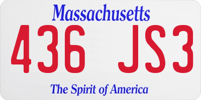 MA license plate 436JS3