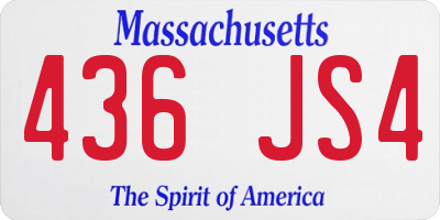 MA license plate 436JS4