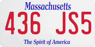 MA license plate 436JS5
