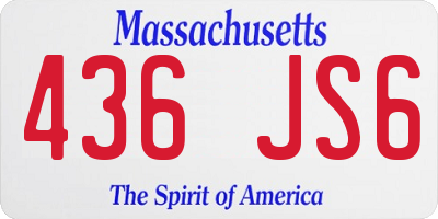 MA license plate 436JS6