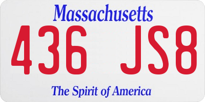 MA license plate 436JS8