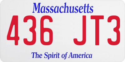 MA license plate 436JT3