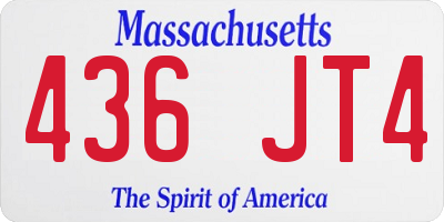 MA license plate 436JT4