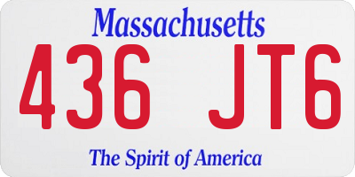 MA license plate 436JT6