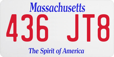 MA license plate 436JT8