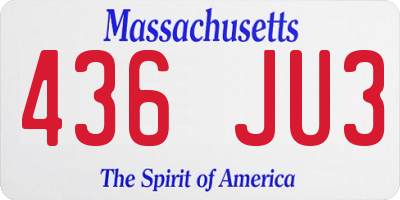MA license plate 436JU3
