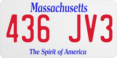 MA license plate 436JV3