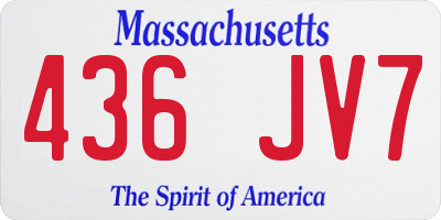 MA license plate 436JV7