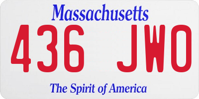 MA license plate 436JW0