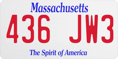 MA license plate 436JW3