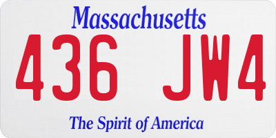 MA license plate 436JW4
