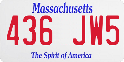 MA license plate 436JW5