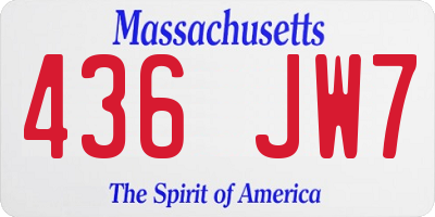 MA license plate 436JW7