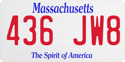 MA license plate 436JW8