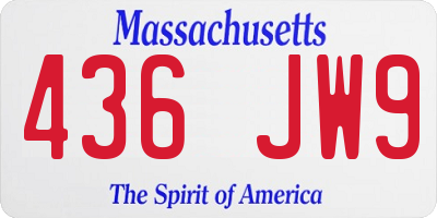 MA license plate 436JW9