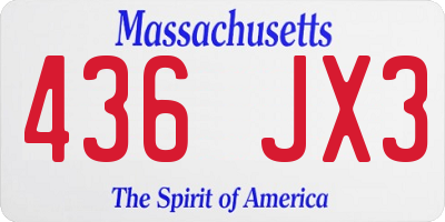 MA license plate 436JX3