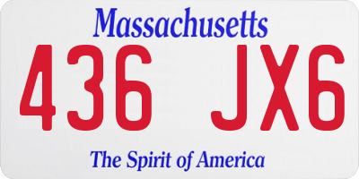 MA license plate 436JX6